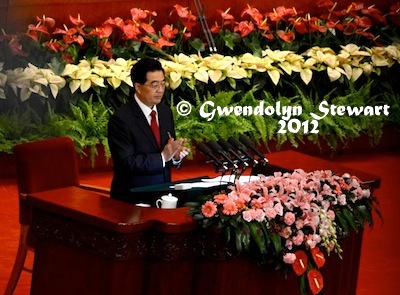 HU JINTAO REPORTS TO
THE 18TH CCP CONGRESS Photographed by Gwendolyn Stewart c. 2012; All Rights Reserved